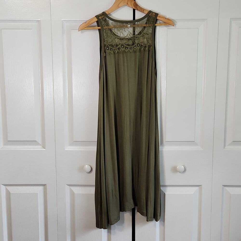 Daisy Fuentes Womens Green Lace Sleeveless Lightweight Shark Bite Hem Dress Med - Picture 2 of 11